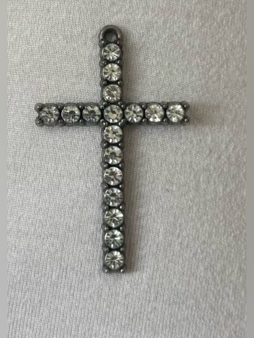 Rhinestone Cross Pendant Necklace - Clear Crystal Silver-Tone